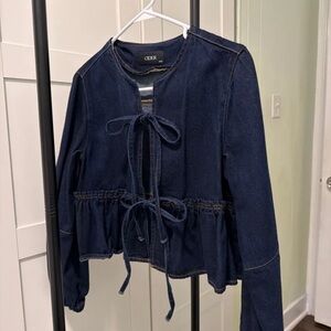 Cider Navy Tie-Front Denim Jacket